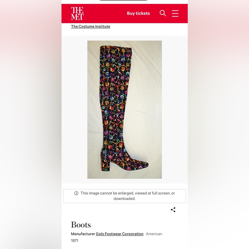 🌸 Vintage 1971 Golo Embroidered Boots – Museum Piece The Met Costume institute